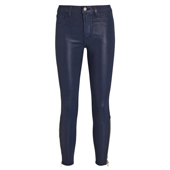 L’AGENCE Sabine High Rise Coated Skinny Jeans Navy "Deep Cove" - Picture 3 of 15